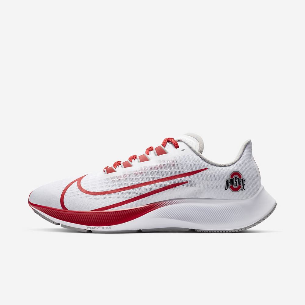 Chaussure De Running Nike College Zoom Pegasus 37 (Ohio State) Blanche 6143-805 White/Pure Platinum/Pewter Grey/University Red Homme | QBY-34219075